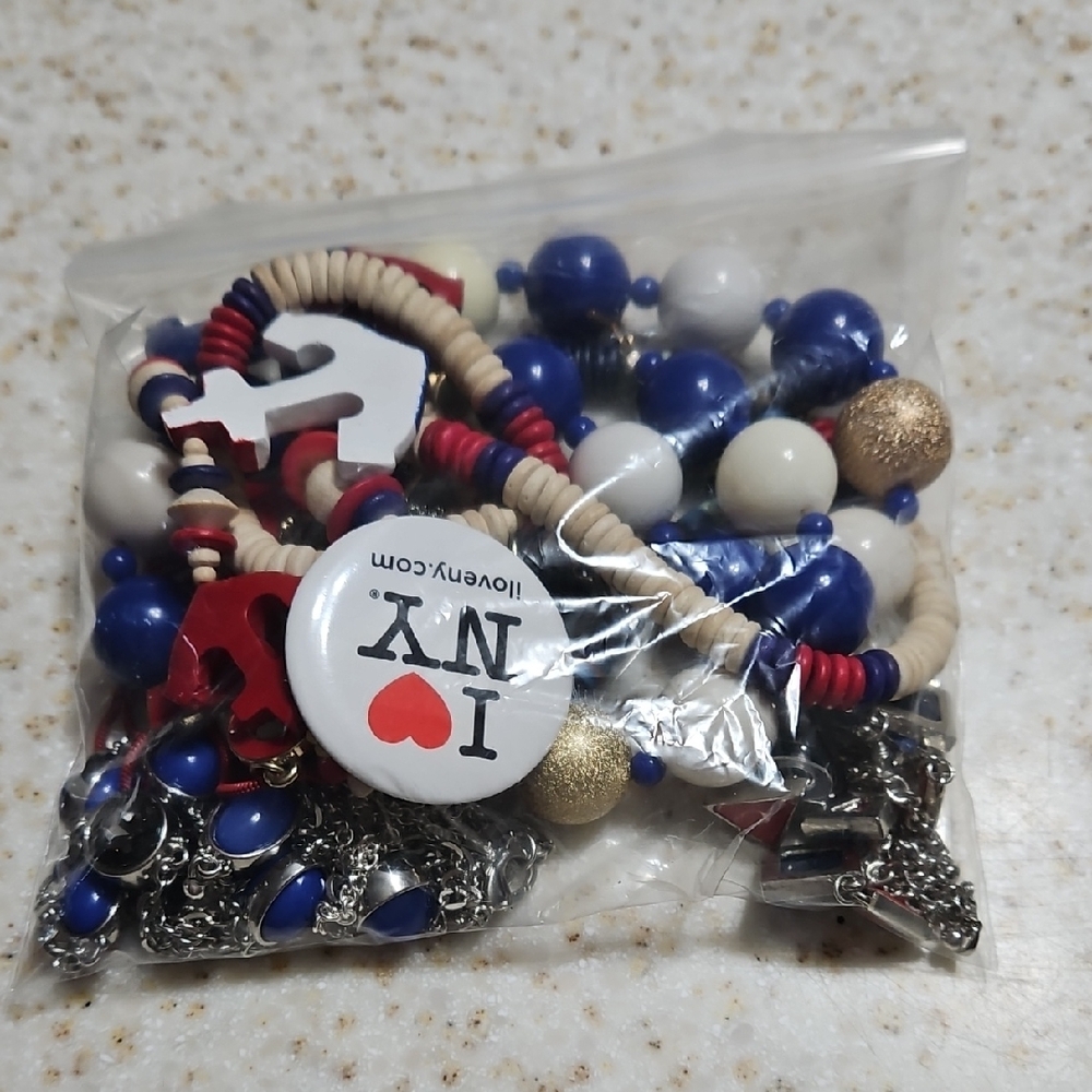 Red White & Blue Jewelry 1lb VINTAGE